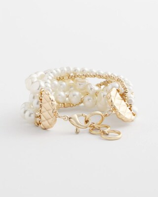 Multi Strand Faux Pearl Bracelet