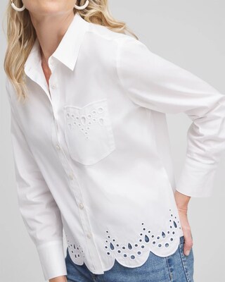 Poplin Eyelet Hem Shirt