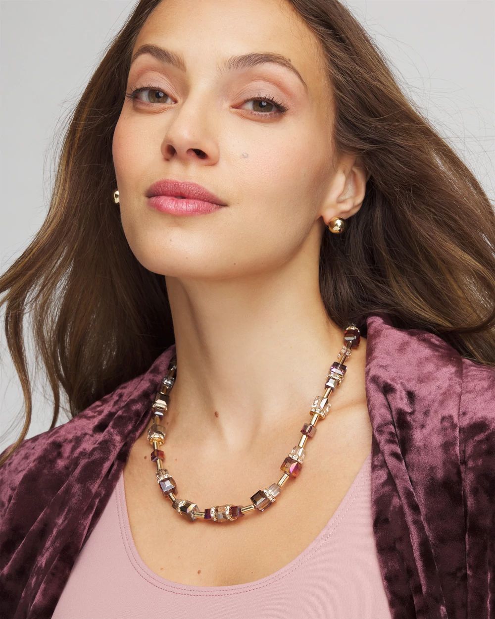 Art Deco Geo Glass Bead Short Necklace