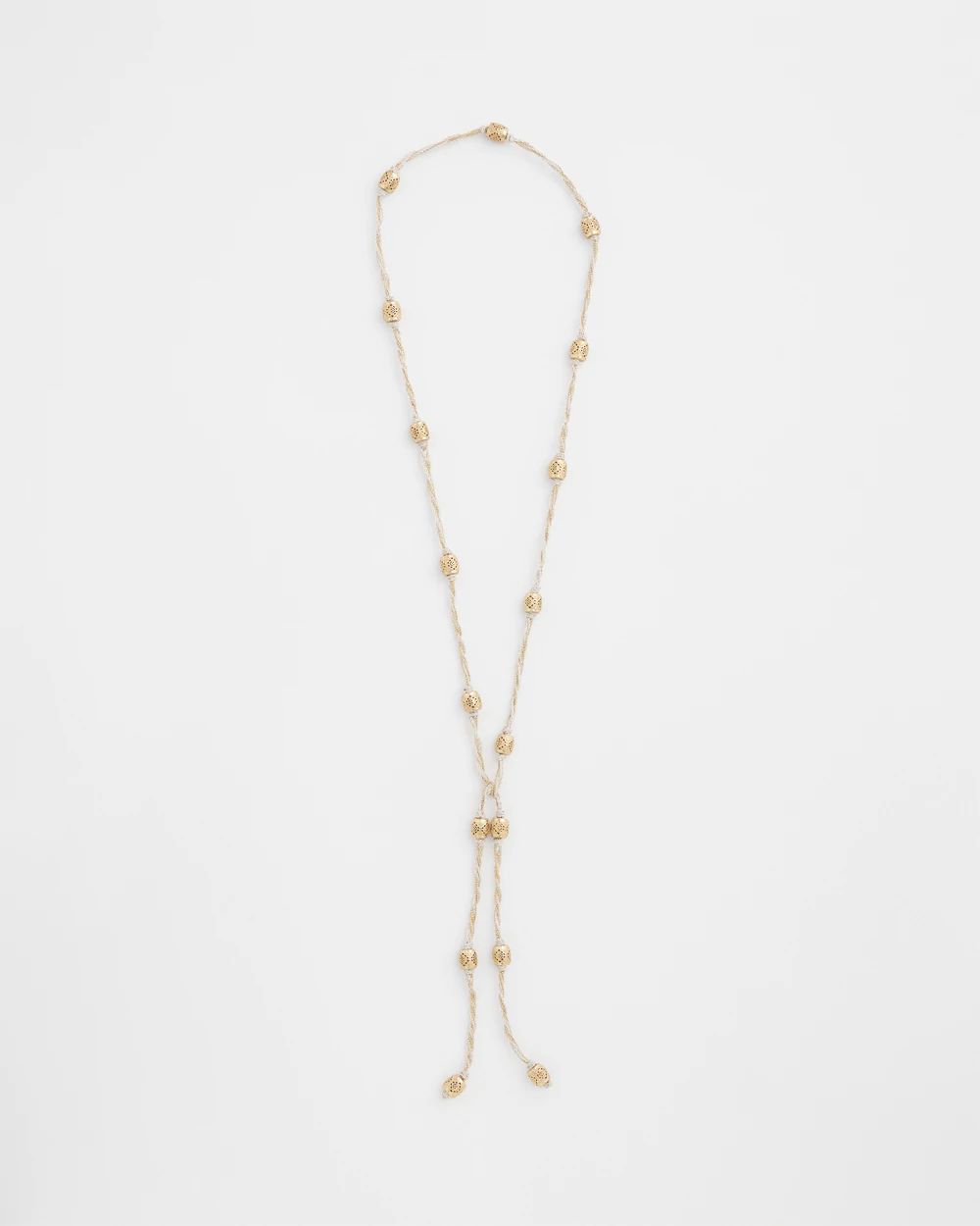 Gold-Tone Beaded Lariat Necklace