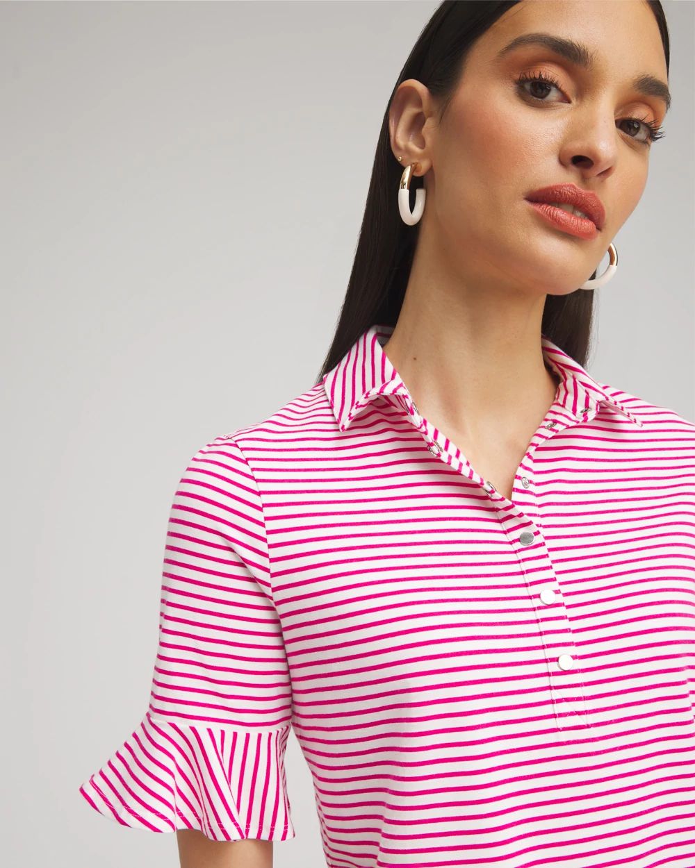Zenergy® UPF Knit Stripe Ruffle Polo