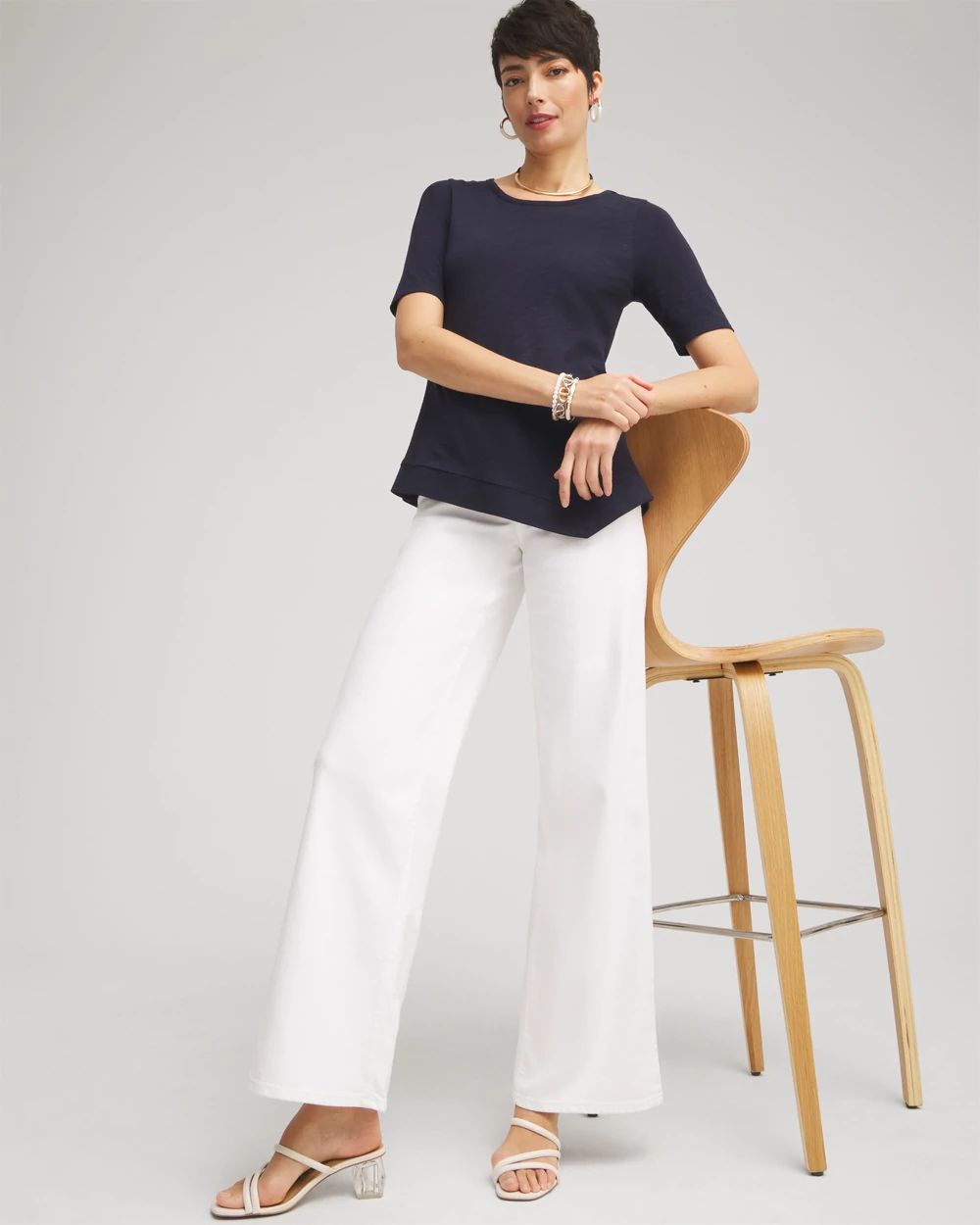 Asymmetrical Elbow Sleeve Tee