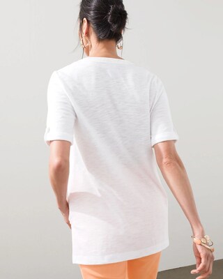 Sequin Trim Notch Neck Tunic
