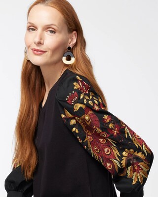 Embroidered Peacock Tee