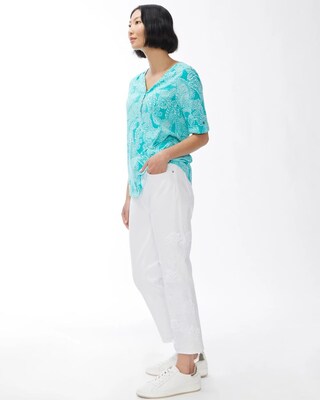 Paisley Henley Elbow Sleeve Slub Tee