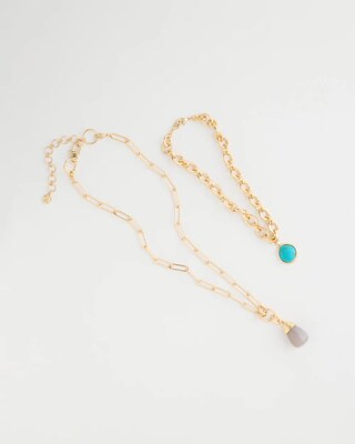 Double-Strand Blue Pendant Necklace click to view larger image.