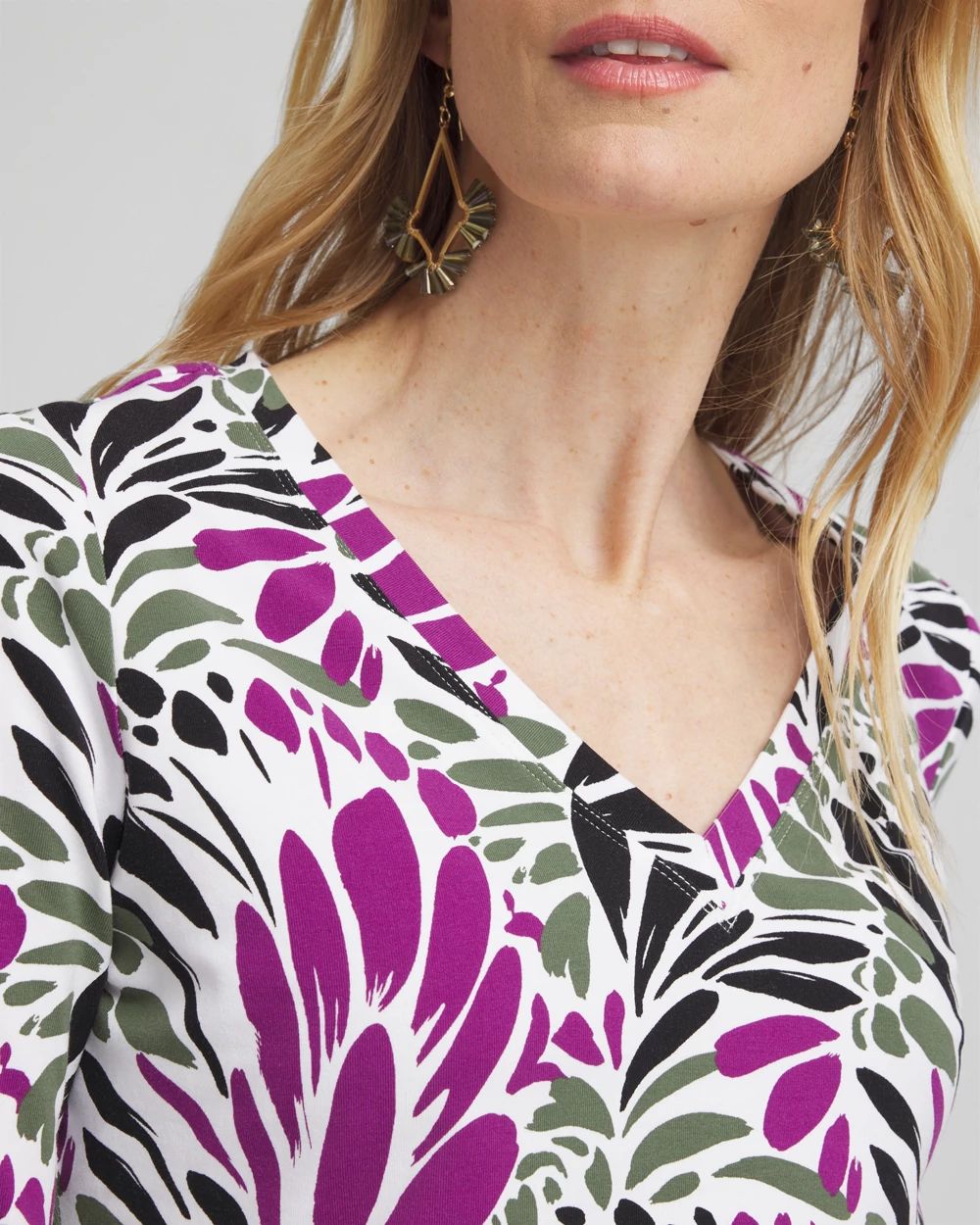 Floral Print 3/4 Sleeve Perfect Tee