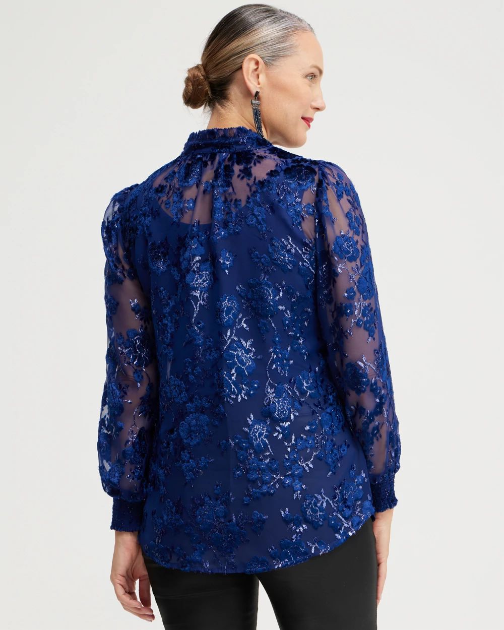Velvet Burnout Scroll Print Shirt