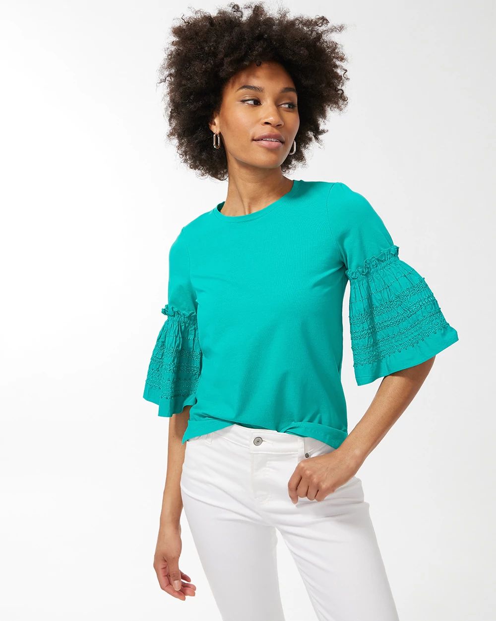 Ruffle Trim Sleeve Top
