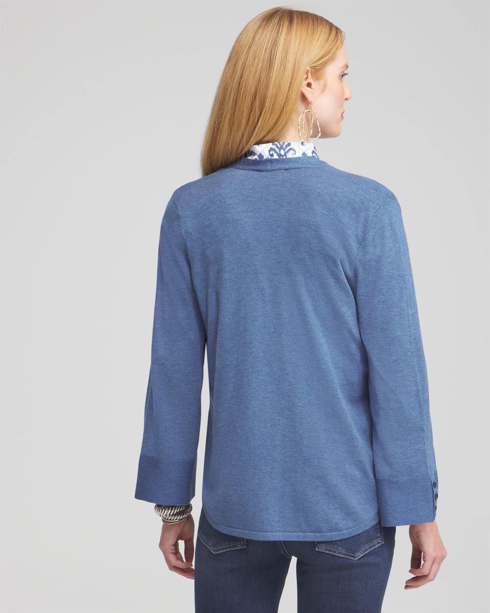 Spun Rayon Flare Sleeve Cardigan