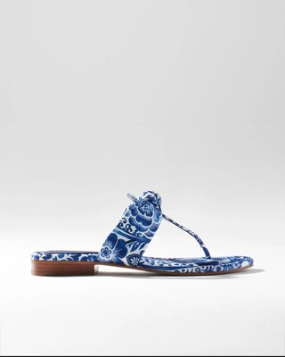 Print Knotted Thong Sandals
