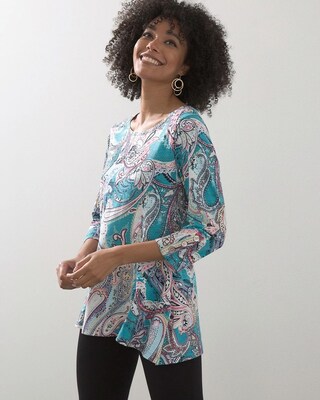 Scroll 3/4 Button Sleeve Slub Tunic