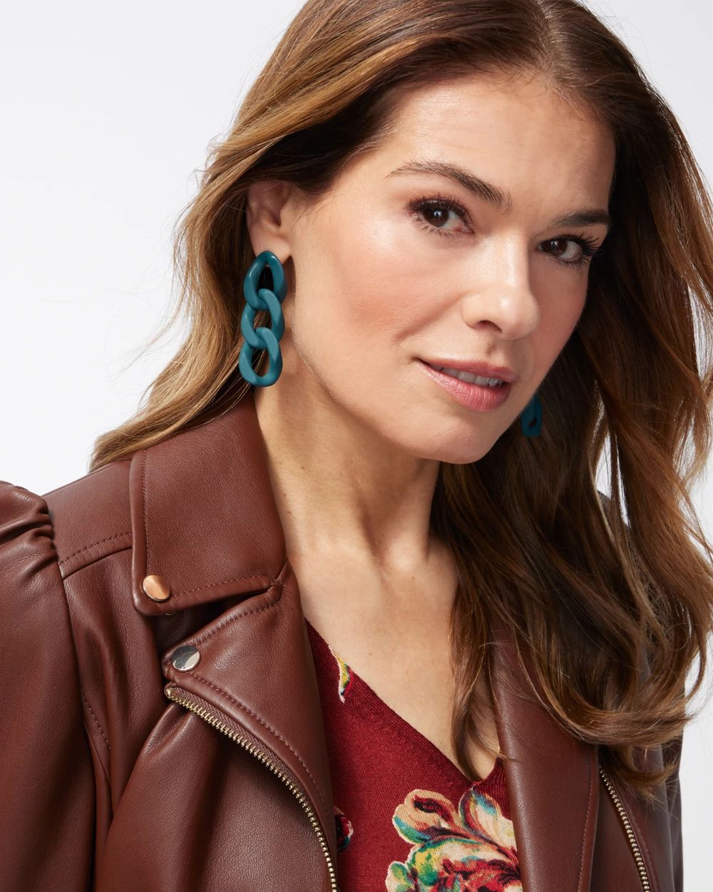 Teal Drop Link Earrings