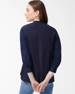 Knit Woven Henley Top click to view larger image.