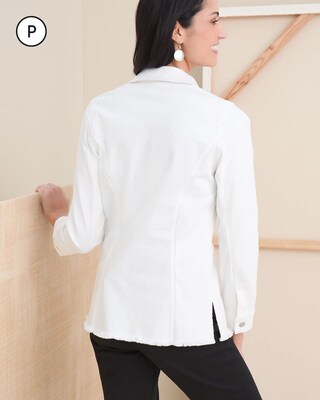 Petite No-Stain Fray-Hem Denim Jacket