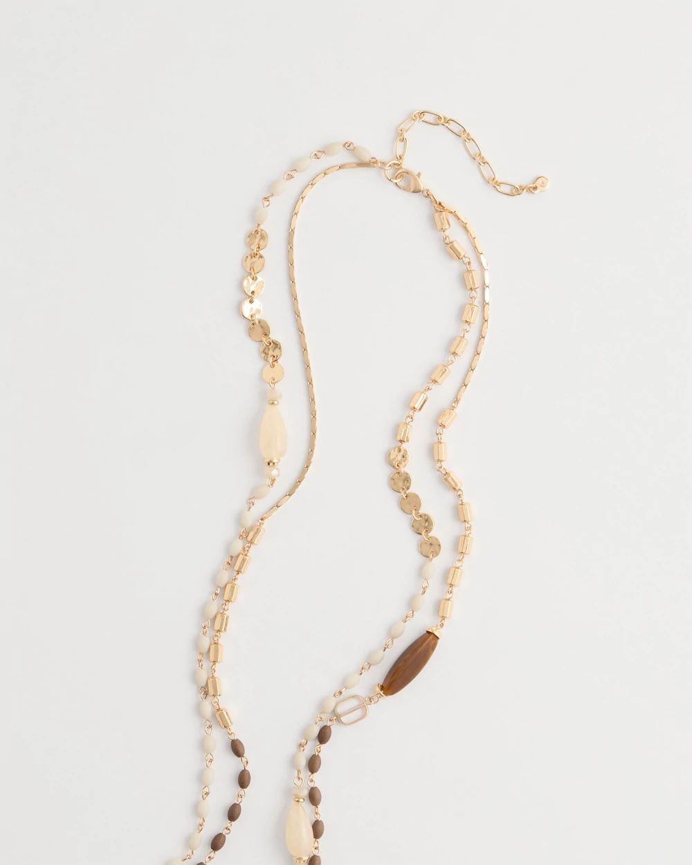 White Cognac Double-Strand Necklace click to view larger image.