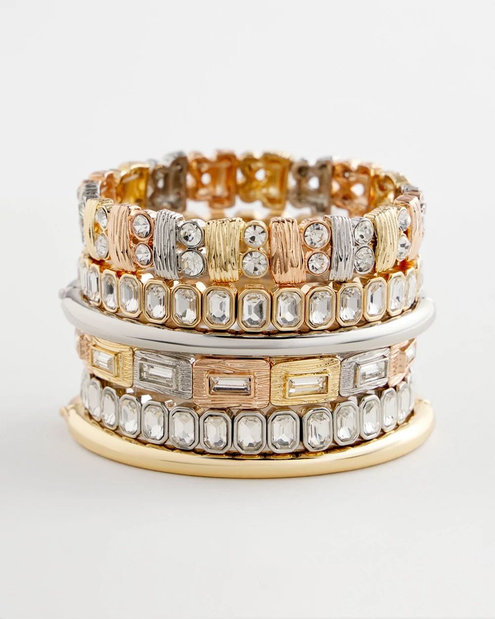 Silvertone Bezel Set Stretch Tennis Bracelet