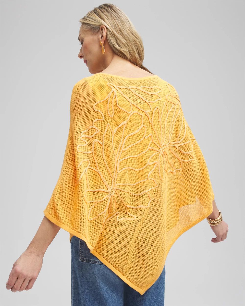 Embroidered Knit Triangle Poncho click to view larger image.