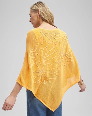 Embroidered Knit Triangle Poncho click to view larger image.