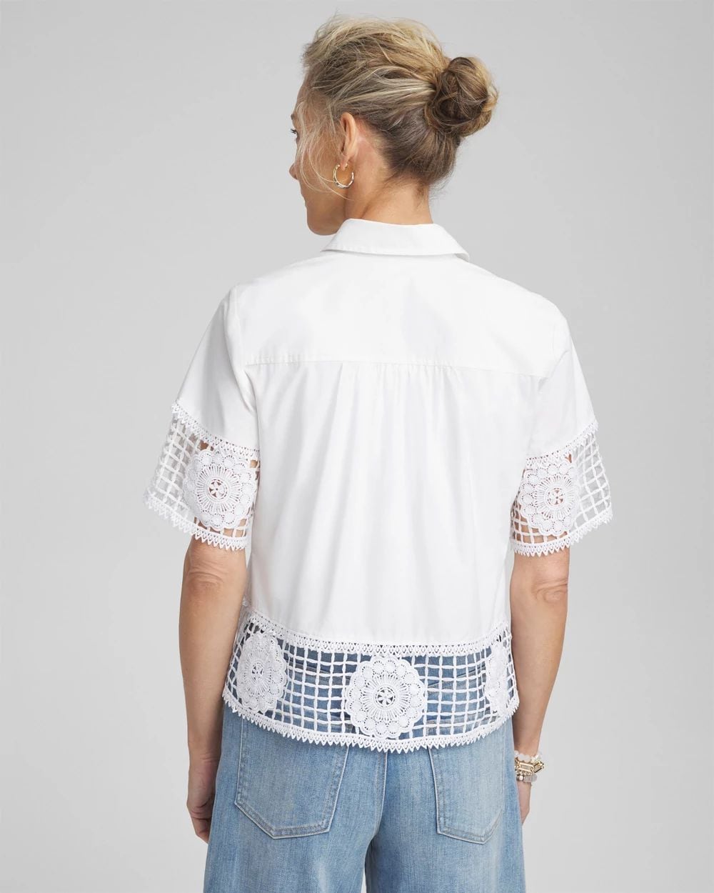 Poplin Crochet Trim Top click to view larger image.