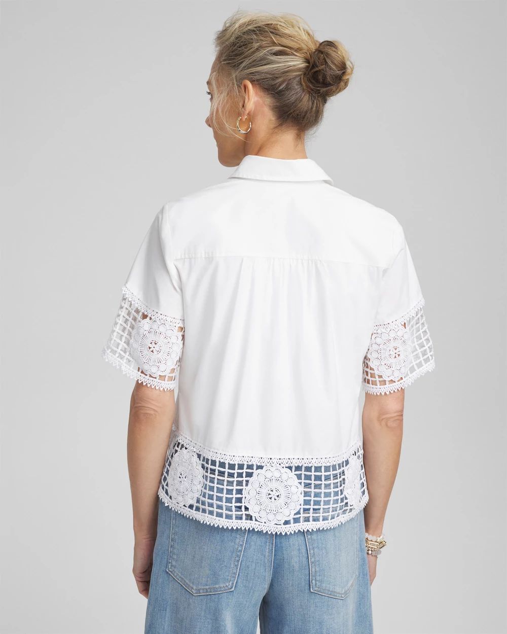 Poplin Crochet Trim Top