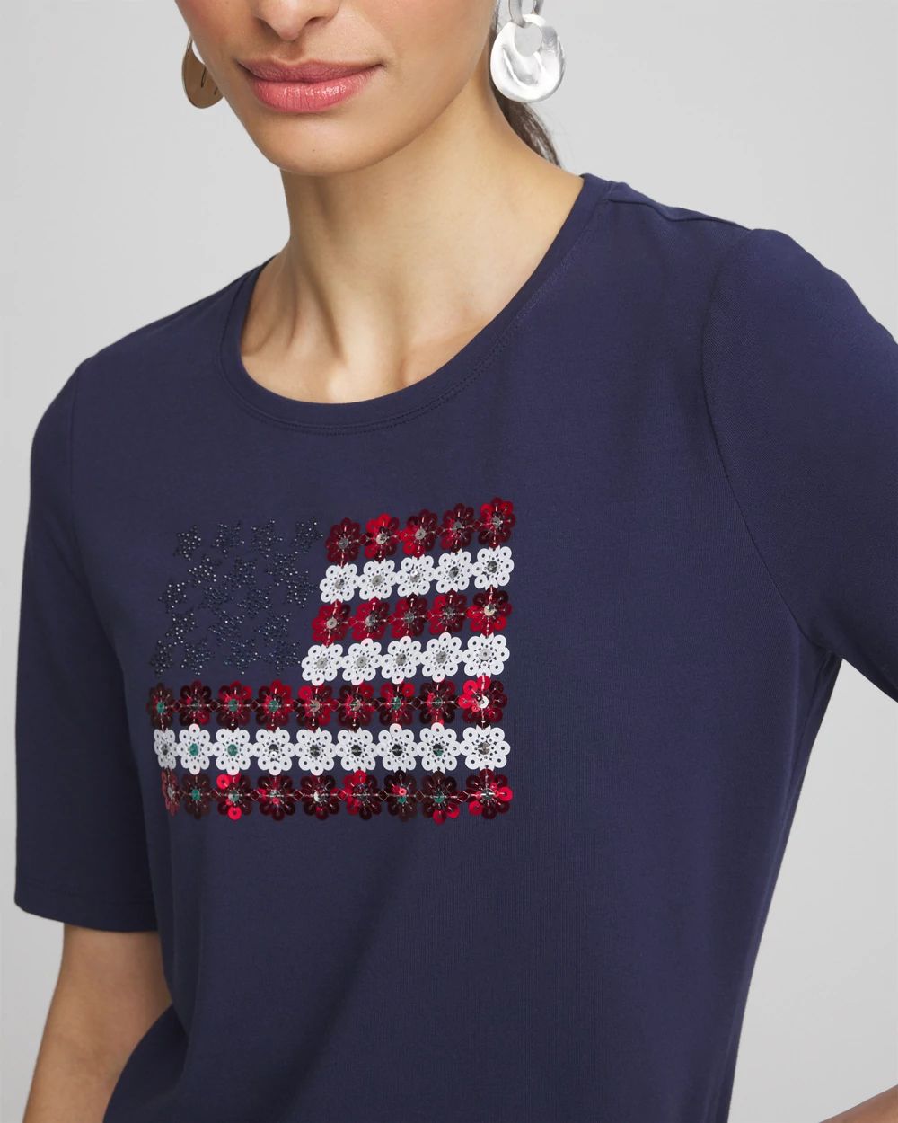 Flag Embellished Knit Tee