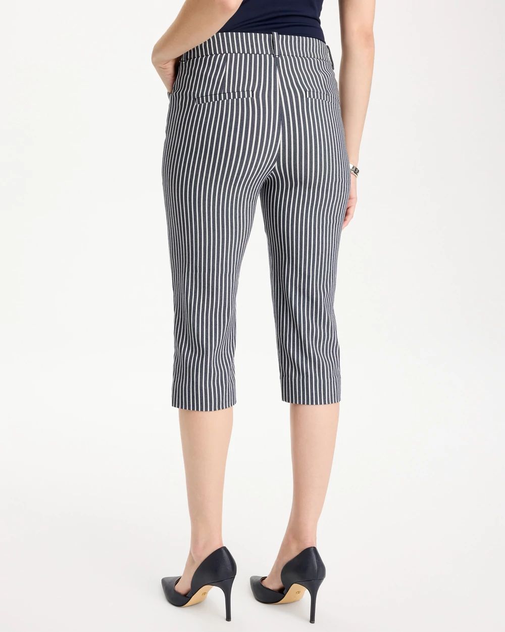 Emme Slim Striped Capri Pants click to view larger image.
