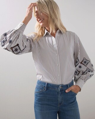 Poplin Embroidered Stripe Tunic