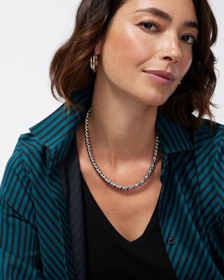Silver Tone Twist Collar Necklace click to view larger image.