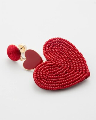 Red Heart Seed Bead Earrings