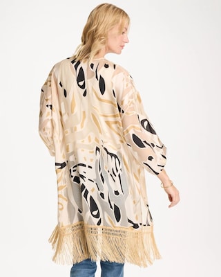 Woven Long Fringed Kimono click to view larger image.