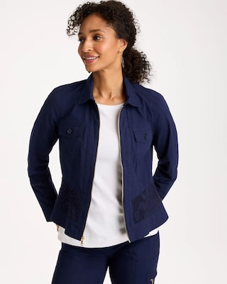 Poplin Cotton Lace Peplum Jacket