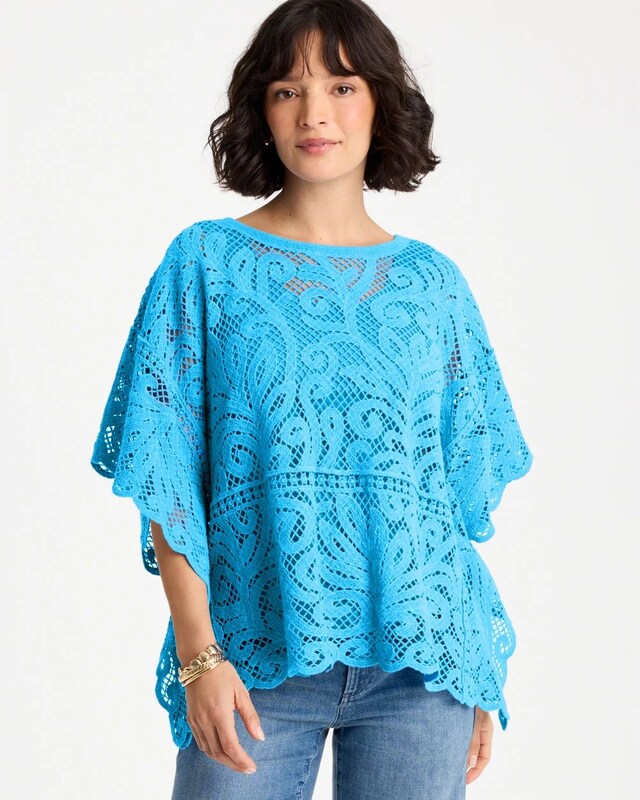 Cotton Crochet Lace Poncho - image 1
