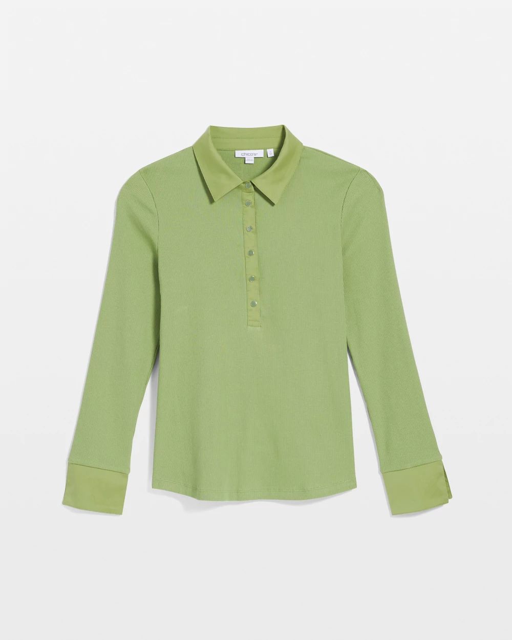 Knit Woven Mix Rib Henley