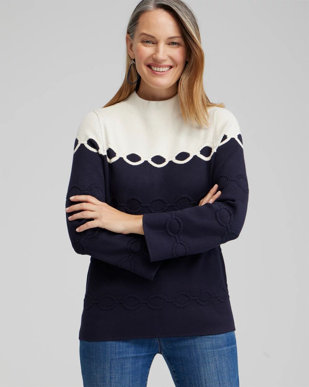 Colorblock Funnel Neck Pullover