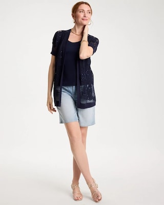 Cotton-Blend Crochet Cocoon Cardigan click to view larger image.