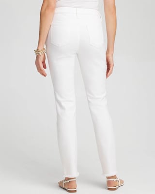 No-Stain Girlfriend Frayed Ankle Jeans click to view larger image.