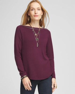 Caviar Bead Bateau Neck Sweater