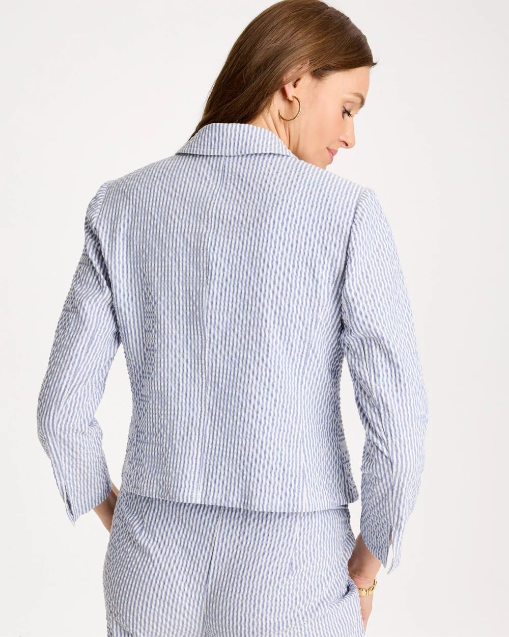 Seersucker Striped Cropped Blazer click to view larger image.