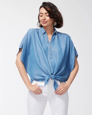 Tencel Tie-Front Blouse