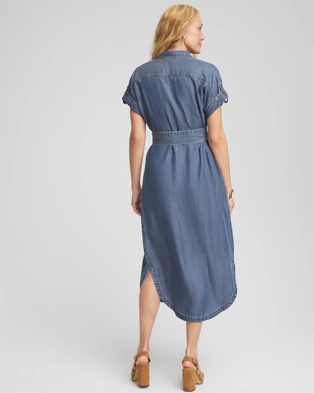 Denim Tie Midi Shirtdress