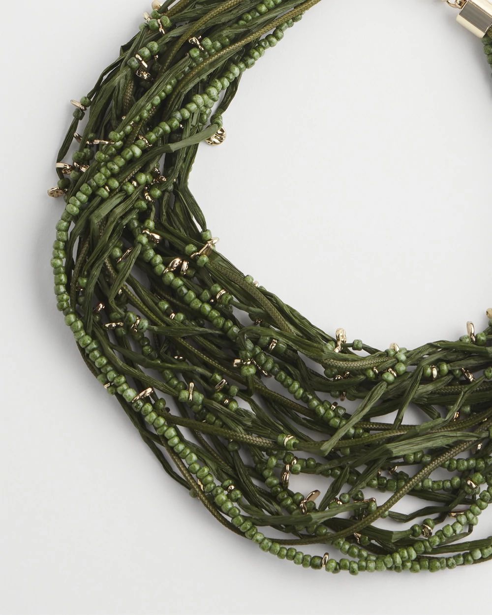 Olive Raffia Necklace