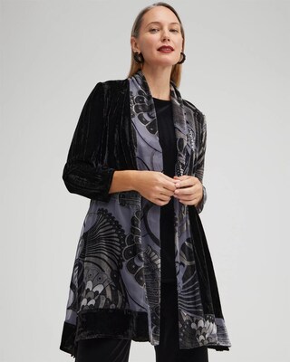 Travelers Collection Velvet Peacock Burnout Kimono