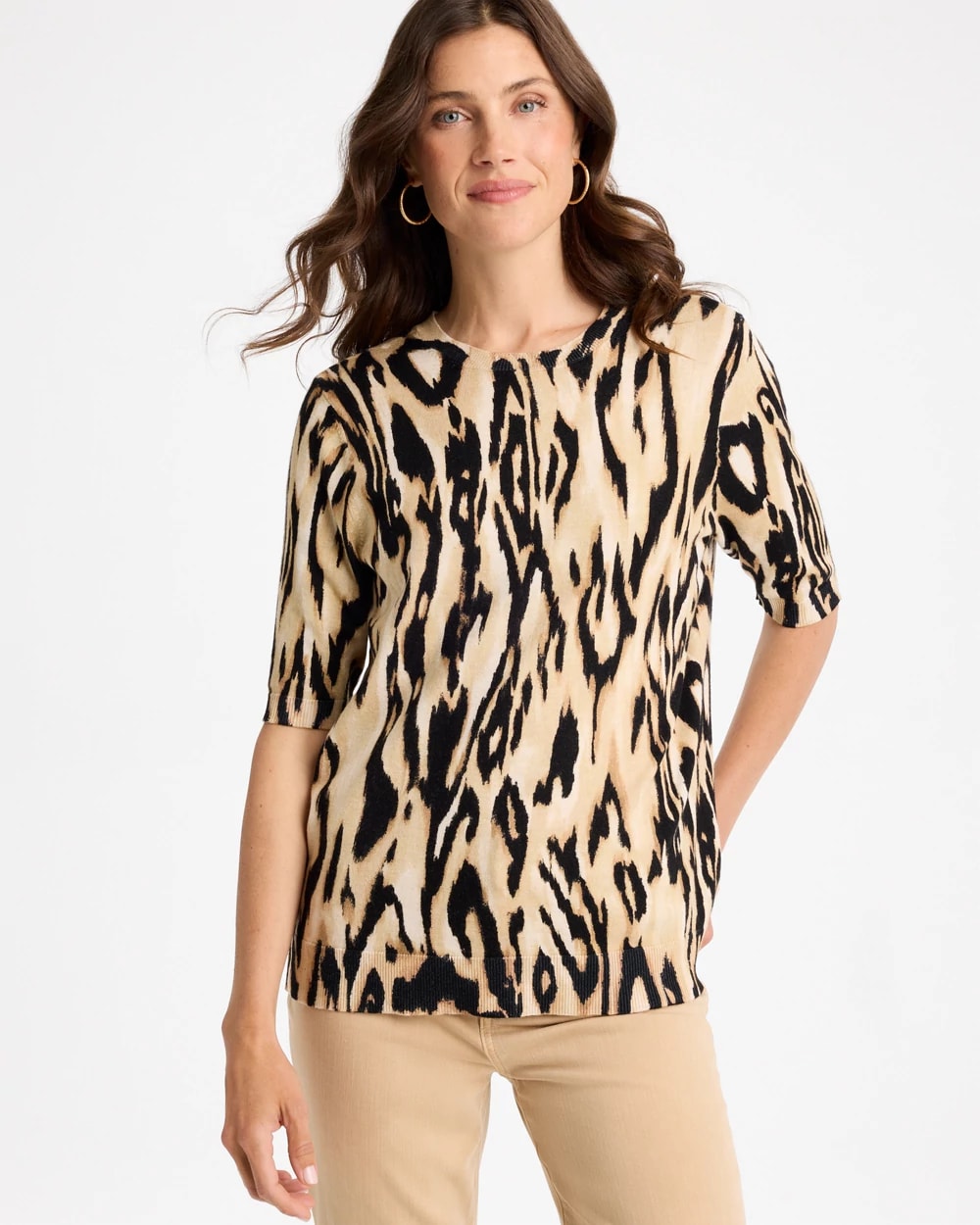 Ella Ikat Print Short-Sleeve Sweater, photo 1 of 5