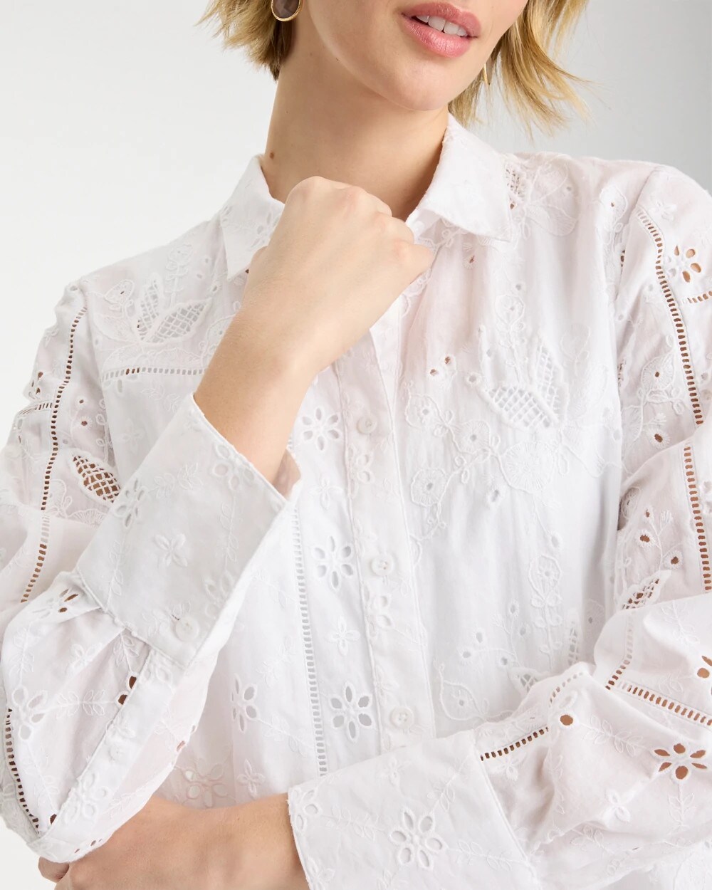 Embroidered Trapunto-Trim Tunic