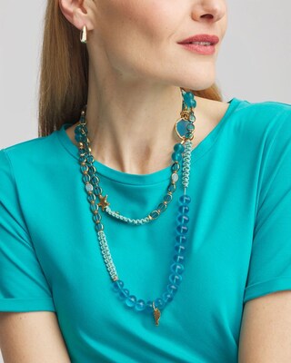 Sea Blue Single-Strand Necklace click to view larger image.