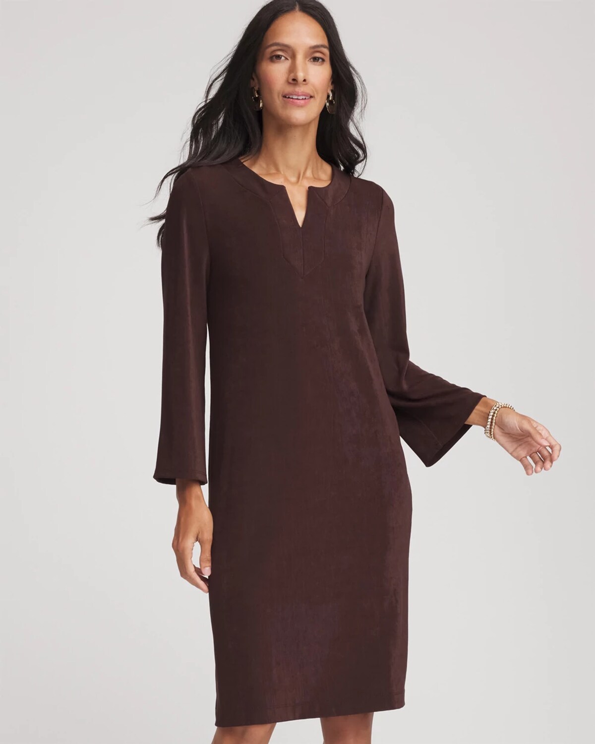 Chico's Travelers Kurta Dress In Brown In Brown