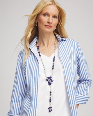 Blue Flower Long Y-Necklace click to view larger image.