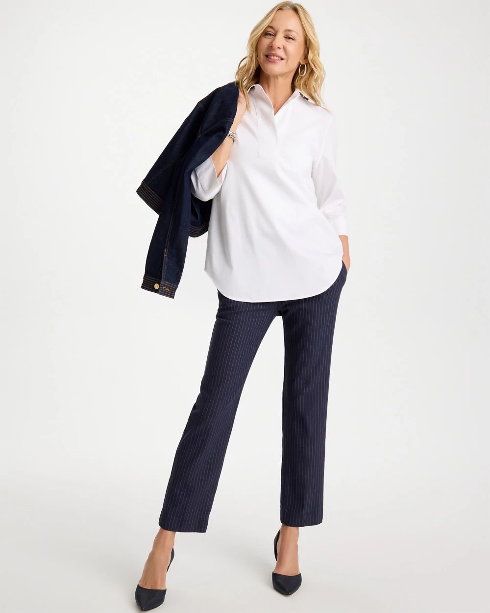 Brigitte™ Straight Pinstripe Cropped Pants