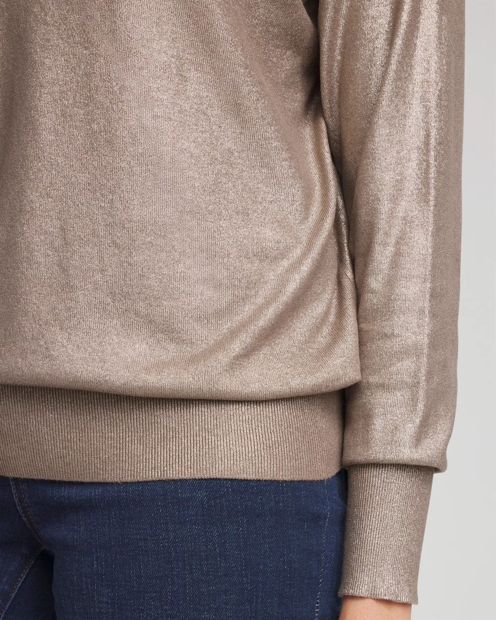 Foil V-Neck Relaxed Pullover Sweater